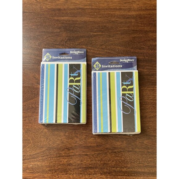 NEW Lot 2 DesignWare Party Invitations 16 Cards + Envelopes | Retro Striped USA - Picture 1 of 5